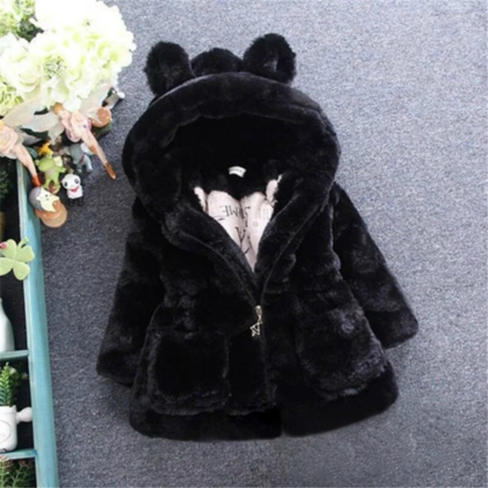Girls’ Faux Fur Winter Coat with Ears NWOT ❄️